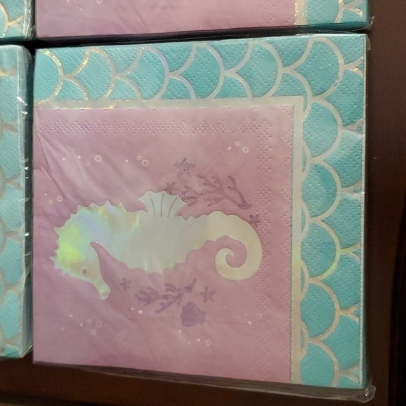 Seahorse Mermaid Scale Party Napkins 6 Packs New - Picture 2 of 4